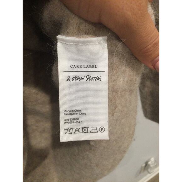 & other stories alpaca wool sweater womens S camel beige minimalist preppy boho - Picture 8 of 13